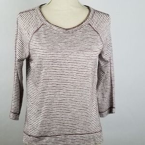 Loft brown striped pullover w 3/4 sleeves SZ XS